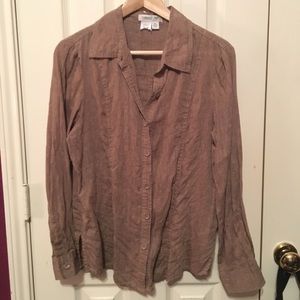 Tan Linen Button-up Shirt